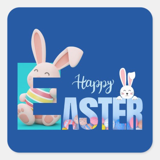 Bright Bunnies Happy Easter Sticker (Voorkant)