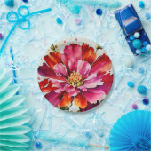 Bright burst magenta waterverf bloem borden papieren bordje (Feest)