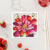 Bright burst magenta waterverf bloemenservetten servet (Insitu)