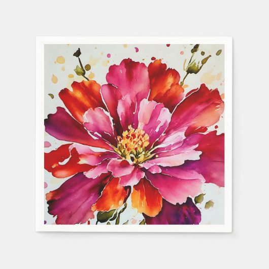 Bright burst magenta waterverf bloemenservetten servet (Voorkant)