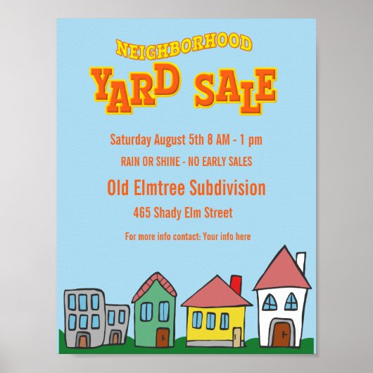 Bright Buurt Yard Sale Flyer Downloadbaar Poster (Voorkant)