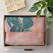 Bright Cactus met Coral Pink Wall Decoupage Tissuepapier (Geschenk)