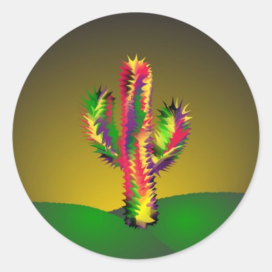 Bright Cactus Ronde Sticker (Voorkant)