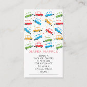 Bright Cars Boy Baby shower Luier Raffle Ticket Informatiekaartje (Voorkant)