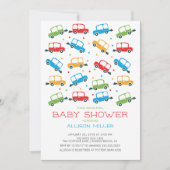 Bright Cars Oh Boy Baby shower Invitation Kaart (Voorkant)