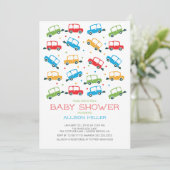Bright Cars Oh Boy Baby shower Invitation Kaart (Staand voorkant)