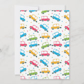Bright Cars Oh Boy Baby shower Invitation Kaart (Achterkant)