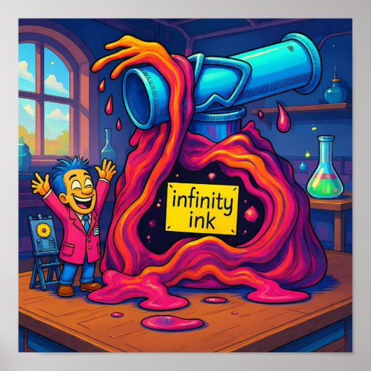 Bright Cartoon Scientist Wall Art Print (Voorkant)