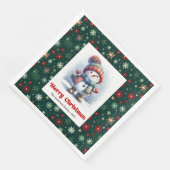 Bright cartoon snowman with snowflakes kids napkin servet (Hoek)