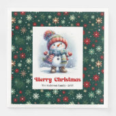 Bright cartoon snowman with snowflakes kids napkin servet (Voorkant)