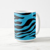Bright Cerulean Zebra Animal Print; New York Koffiemok (Voorkant rechts)