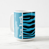 Bright Cerulean Zebra Animal Print; New York Koffiemok (Voorkant links)