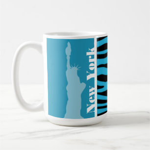 Bright Cerulean Zebra Animal Print; New York Koffiemok