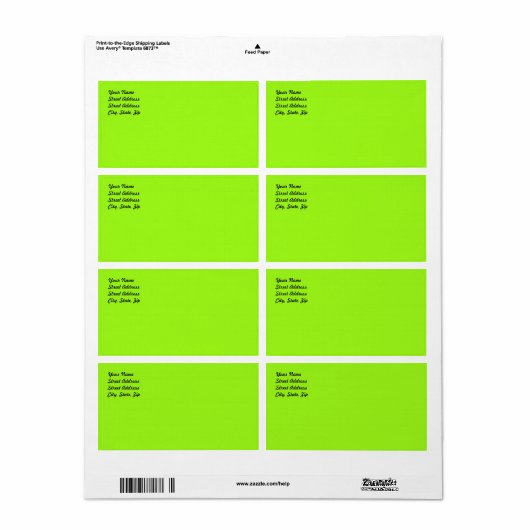 Bright Chartreuse Green Shipping Label (Full Sheet)