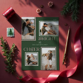 Bright Cheer Minimal Modern Wavy Fotocollage Drieluik Wenskaart