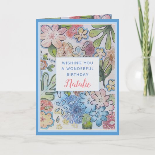 Bright Cheerful Flower Happy Birthday Custom Kaart (Voorkant)