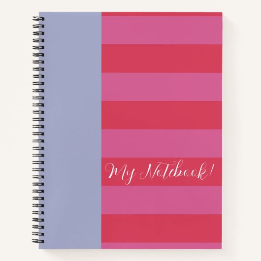 Bright Cheerful pink and ice blue striped design Notitieboek (Voorkant)