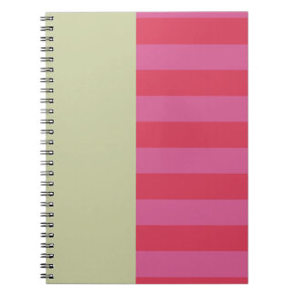 Bright Cheerful pink and sage green striped design Notitieboek