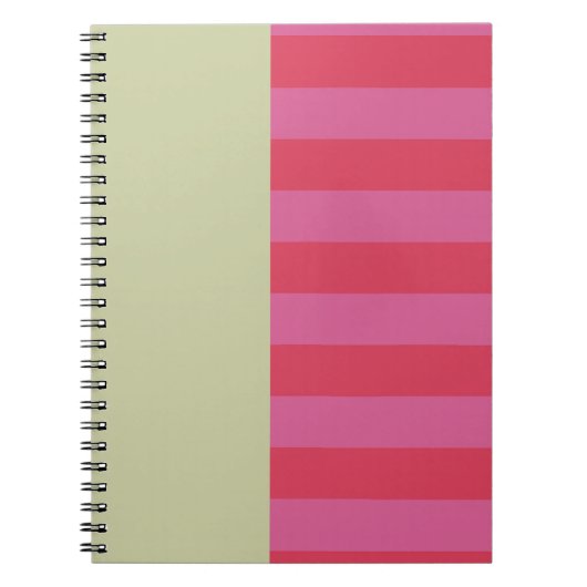 Bright Cheerful pink and sage green striped design Notitieboek (Voorkant)