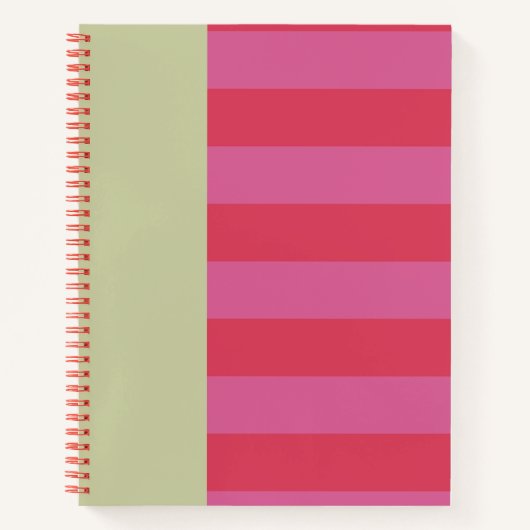 Bright Cheerful pink and sage green striped design Notitieboek (Voorkant)