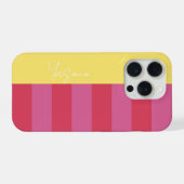 Bright Cheerful pink and yellow striped design iPhone Hoesje (Achterkant horizontaal)