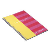 Bright Cheerful pink and yellow striped design Notitieboek (Rechterzijde)