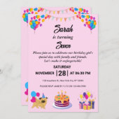 Bright & Cheerful Verjaardag Uitnodiging Kaart (Voorkant / Achterkant)