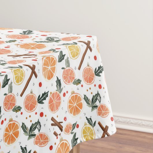Bright Cheery Citrus en Cinnamon Kerstmis Tafelkleed (Voorbeeld)