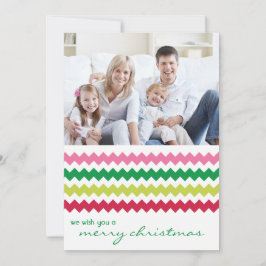 Bright Chevron Chic Family Holiday Flat Card Feestdagenkaart