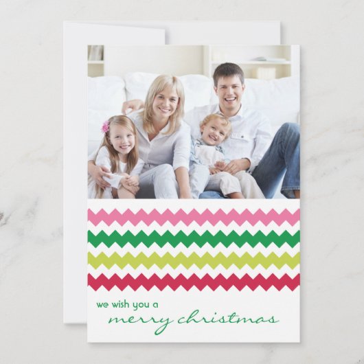 Bright Chevron Chic Family Holiday Flat Card Feestdagenkaart (Voorkant)