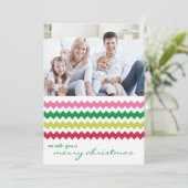 Bright Chevron Chic Family Holiday Flat Card Feestdagenkaart (Staand voorkant)