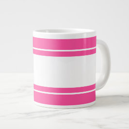 Bright Chic  Snoep Roze Witte Racing Stripes Grote Koffiekop