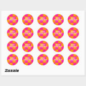 Bright Christmas Check Hot Pink Sinaasappel Ronde Sticker (Vel)
