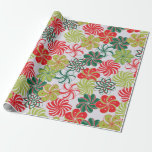 Bright Christmas Flowers/Snoep op Platinum Cadeaupapier<br><div class="desc">Dit heldere kerst inpakpapier is tangle-style bloemen in rood en groen op een platina witte achtergrond. Het zal zeker een geliefde enthousiast maken over wat er in het inpakpapier zit.</div>