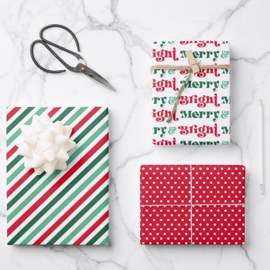 Bright Christmas Gift Wrap Modern Holiday Wrapping Inpakpapier Vel (Voorkant)