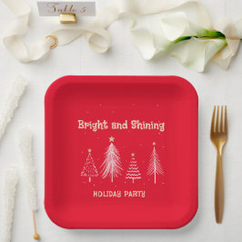 Bright Christmas Holiday Party Rood Wit Papieren Bordje