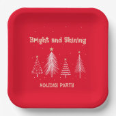 Bright Christmas Holiday Party Rood Wit Papieren Bordje (Voorkant)