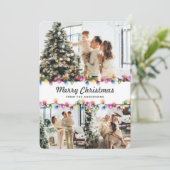 Bright Christmas Lights Purple Botanical Photo Feestdagenkaart (Staand voorkant)