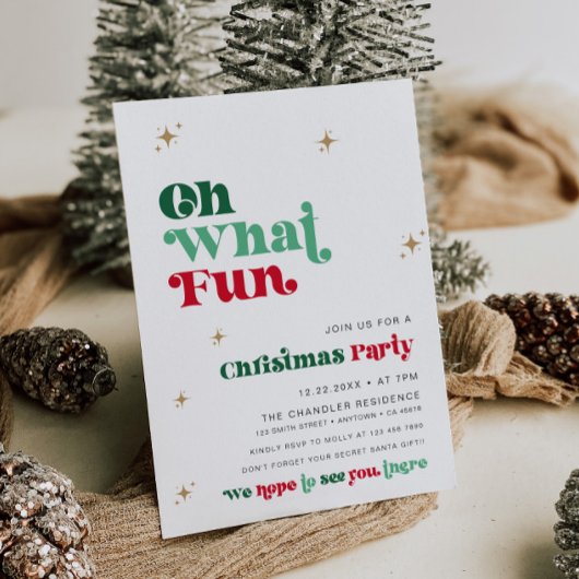 Bright Christmas Party Invitation Retro Boho Fun Kaart
