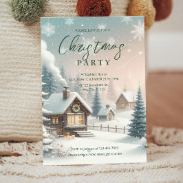Bright Christmas Party Uitnodiging met Sneeuwscène