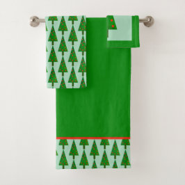 Bright Christmas Pine Forest badkamer handdoek set