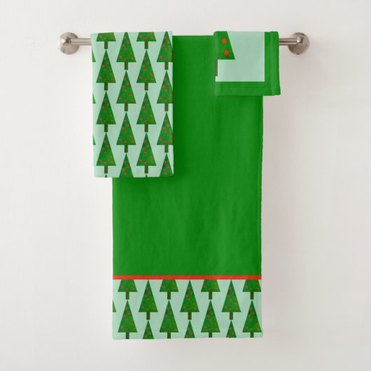 Bright Christmas Pine Forest badkamer handdoek set (Insitu)