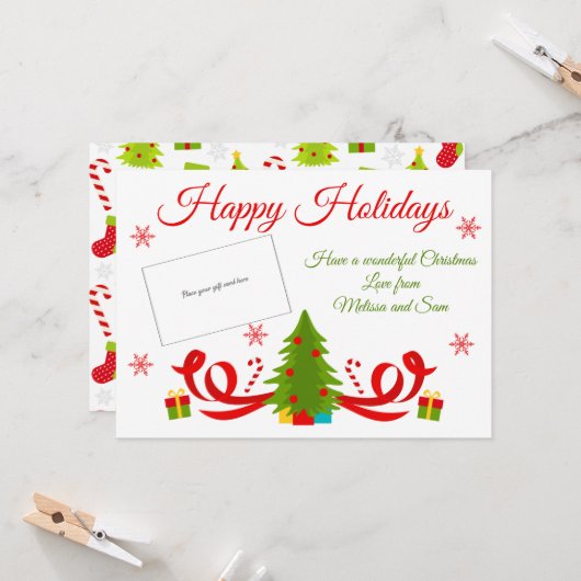 Bright Christmas Tree Holiday Gift Kaart Holder (Voorkant / Achterkant in situ)