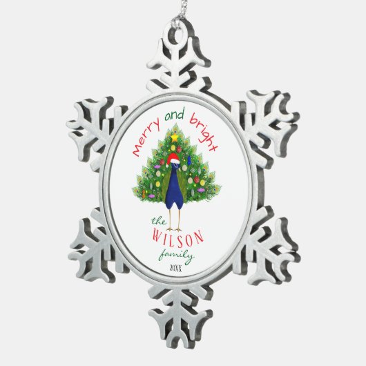 Bright Christmas Tree Peacock Paper Ornament Card (Rechts)