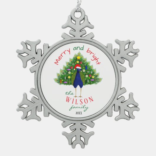 Bright Christmas Tree Peacock Paper Ornament Card (Voorkant)