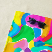 Bright Circle Kleuren Abstract Patroon Strandlaken (In situ)