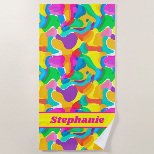 Bright Circle Kleuren Abstract Patroon Strandlaken (Voorkant)