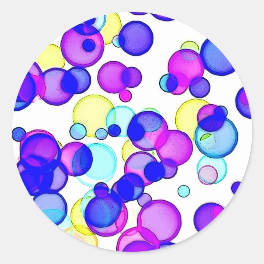 Bright Circles Waterverf Stippen Ronde Sticker (Voorkant)