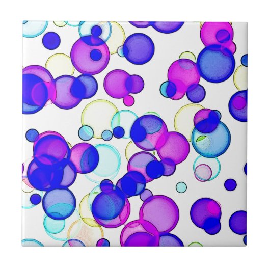 Bright Circles Waterverf Stippen Tegeltje (Voorkant)