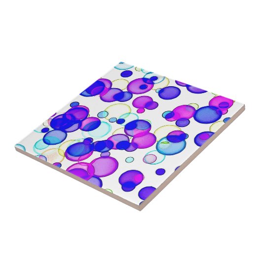 Bright Circles Waterverf Stippen Tegeltje (Zijkant)